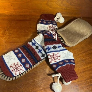 MUK LUKS Calzini Ciabatte Donna Motivo Stile Nordico Mocassino in Maglia con Non-Sl - Foto 1 di 5