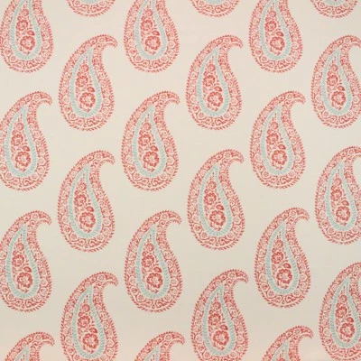 KRAVET MADIRA CORAL RED PAISLEY LINEN MULTIUSE HIGH END FABRIC BY YARD 54"W - Image 1 of 4