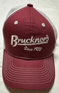 Bruckner's Camión y Equipo Correa Malla Camionero Sombrero Granate Blanco - Imagen 1 de 7