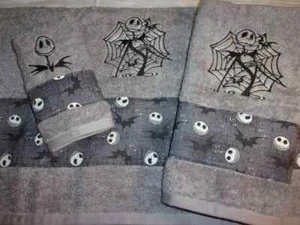 Nightmare Before Christmas RARE Jack Skellington 3 Piece GRAY Bath Towel Set - Picture 1 of 10