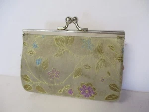 Cartera a presión con fondo redondo duro cosmético maquillaje cambio floral vintage - Imagen 1 de 8