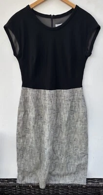 Max Mara 连衣裙 US 12 黑色灰色粗花呢紧身缺失腰带 — 第 1/4 张图片