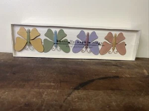 Set of 4 NEW Butterfly Napkin Rings Hand Painted Metal Spring Entertaining - Picture 1 of 4