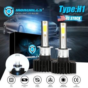 IRONWALLS H1 LED Headlight Bulbs Conversion Kit High Low Beam 6000K Super White - Picture 1 of 12