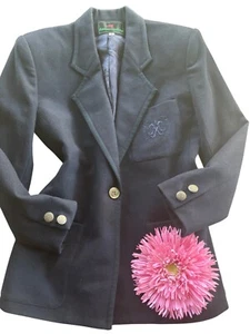 Abercrombie And Fitch Womens Vintage Wool Navy Blazer With Engraved Button Sz.4 - Picture 1 of 15