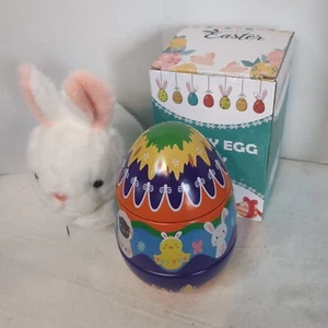 Huevo de Pascua vintage lata 3 secciones conejito - Imagen 1 de 4