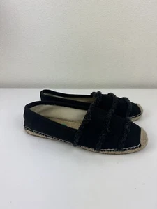 Michael Kors Kendrick Leather / Canvas Espadrilles Ruffle Black size 8 - Picture 1 of 5