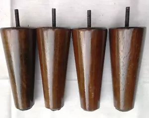 4 Tapered Wooden Sofa Furniture Legs 5 7/8" Tall - Picture 1 of 3