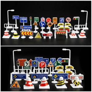 28Pcs Car Toy Accessories Traffic Road Signs Kids Children Play Learn Toy Game - Picture 1 of 8