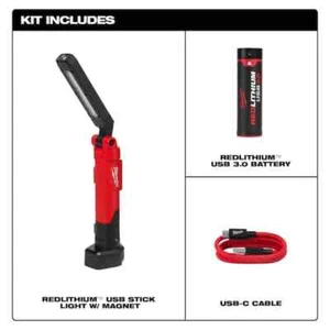 550 Lumens MILWAUKEE LED REDLITHIUM USB Stick Light with Magnet - Picture 1 of 2
