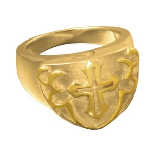 Men’s Cross Ash Holder Cremation Urn Ring Size 14 Gold Plated Silver - Picture 1 of 1