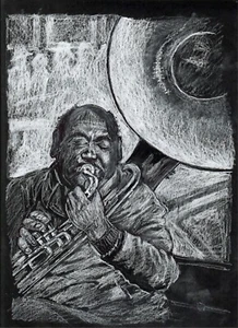 Jazz Tuba Player, New Orleans Tuba Player, Tuba Wanddeko, Tuba Kunstdruck, Tuba - Bild 1 von 2