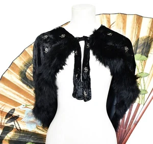 cape feather Vintage twenties flapper original hand painted cream accents - Picture 1 of 10