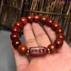 Natural Sandalwood Wood Beads Bracelet Elastic Lucky Buddha Bracelets - Picture 1 of 6