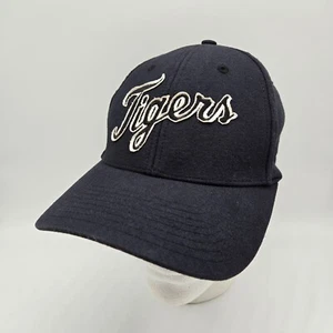Detroit Tigers Script Flex Fit Baseball Hat Cap OSFM Black Pre-owned Excellent - Picture 1 of 9