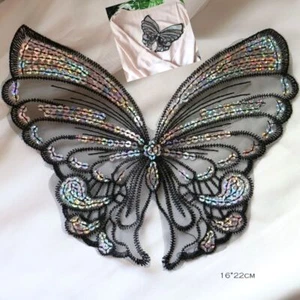 Fashion Butterfly Lace Patches DIY Sew On Embroidery Applique Clothes Accessory - Picture 1 of 20