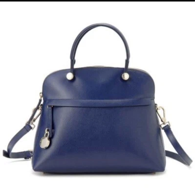 Bolso Bandolera FURLA Piper M DOME 2 Vías de Mano Mujer con Dije Cuero Azul Foto 1 de 4