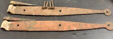 18th 19th Century  PR ANTIQUE IRON HAND FORGED BARN DOOR STRAP HINGES W PINTLES.