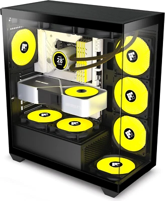 PC Case - Pre-Installed 3 PWM ARGB Fan, ATX Mid-Tower Gaming PC Case, with Type- - Image 1 of 4