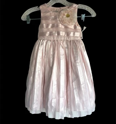 Vestido formal rosa 3T para niñas con lazo y acento floral talla 3T Foto 1 de 4