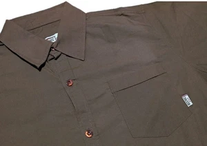 BC Ethic Mens Button Down Shirt Size M Brown Short Sleeve Textured Pocket  - Picture 1 of 5