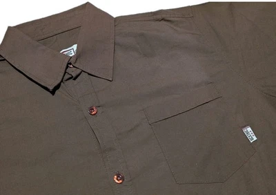 BC Ethic Mens Button Down Shirt Size M Brown Short Sleeve Textured Pocket  - Image 1 of 4