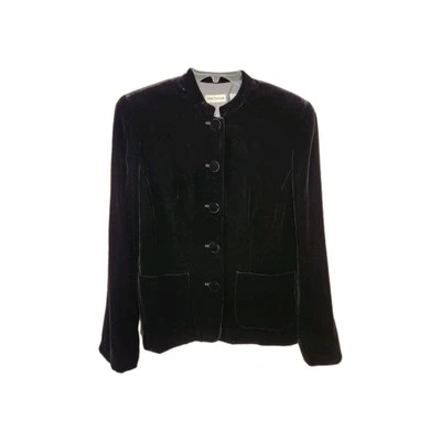 Jaqueta Vintage Ann Taylor Preto Veludo Gola Mandarim Tamanho 6 - Imagem 1 de 3