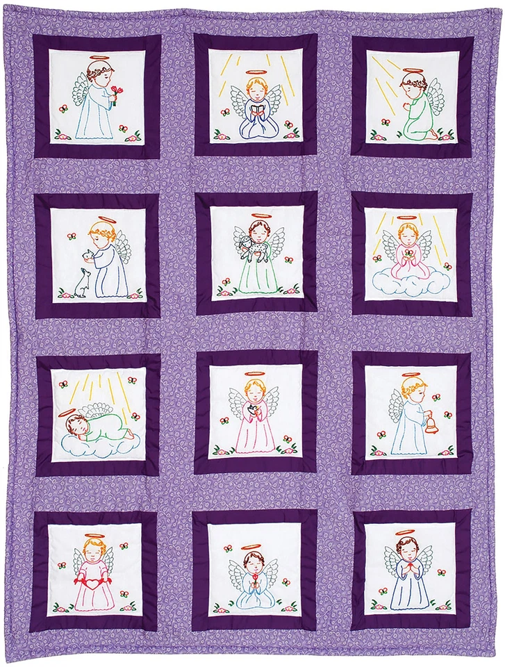 Jack Dempsey Themed Stamped White Quilt Blocks 9"X9" 12/Pkg-Precious An - 2 Pack - Image 1 of 1