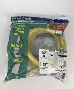 "Conector de gas artesanal de latón acero inoxidable con revestimiento resistente a la corrosión 48"" L" - Imagen 1 de 2