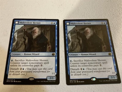 2 x mtg Malevolent Hermit // Benevolent Geist, Midnight Hunt, unplayed - Image 1 of 2