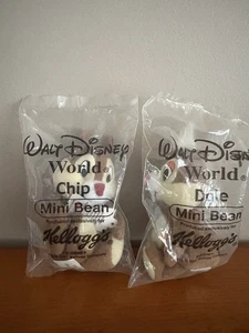 2001 "WALT DISNEY WORLD" CHIP & DALE "MINI BEAN" Kellogg's Plush Set, NEW! - Picture 1 of 3