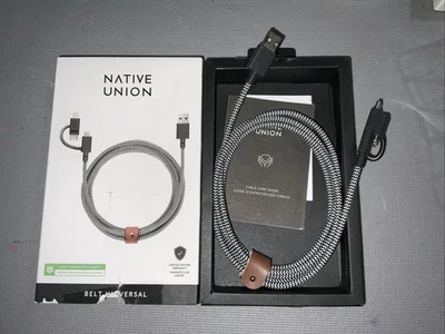 Native Union Belt Cable 6.5' USB-C/Lightning/Micro to USB “MFi-Certified” Zebra - Image 1 of 3