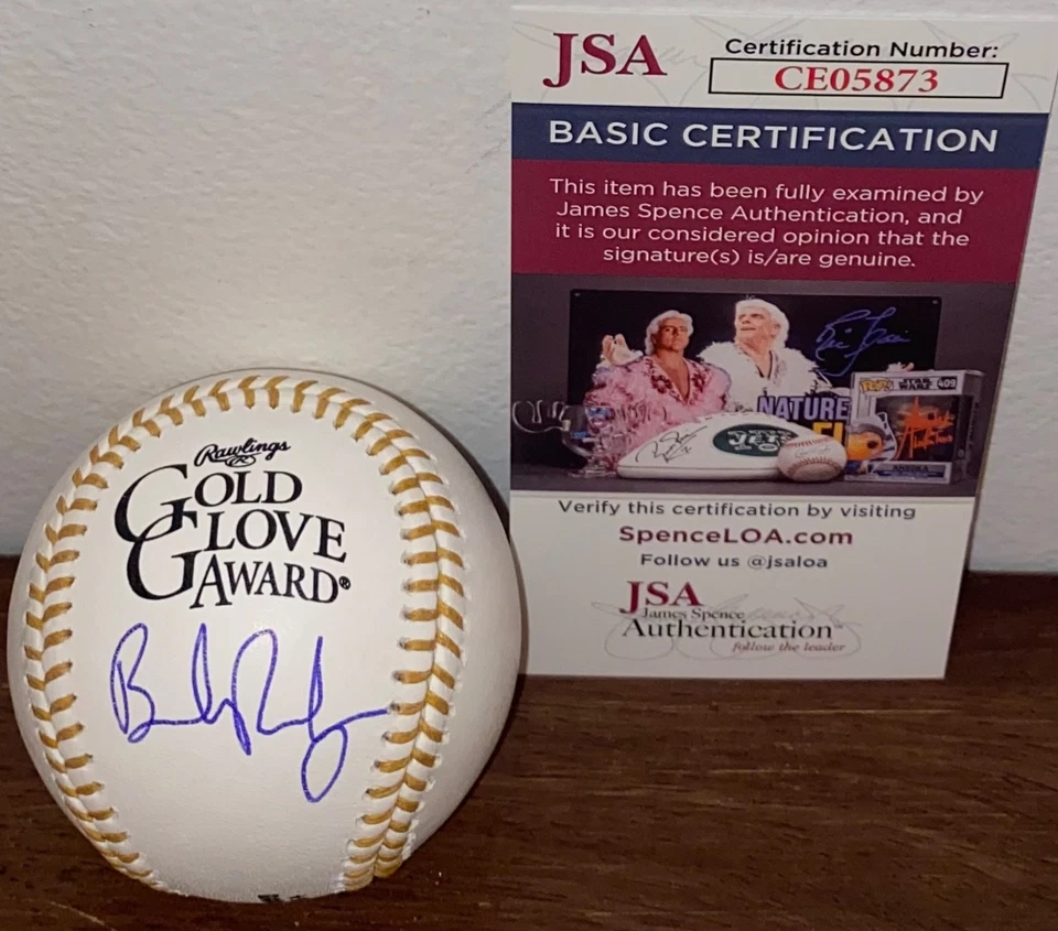 Brendan Rodgers Signed Auto Rawlings Gold Glove Baseball Houston Astros JSA - Image 1 of 1