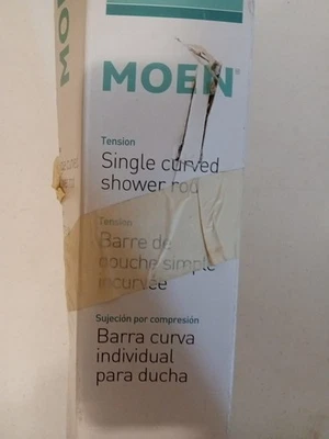 Varilla de ducha curva única de tensión cromada Moen DN2170CH nueva en caja abierta Foto 1 de 4