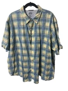 IZOD Men’s Shirt Saltwater Yellow Blue Plaid Button Front Size XXL - Picture 1 of 1
