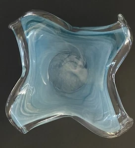 Murano Lavorazione Arte mundgeblasen türkis grün/blau Kunstglas Schale Italien - Bild 1 von 11