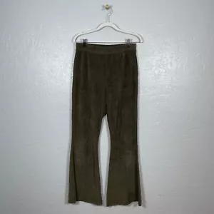 Aerie Women M Reg Olive Green Corduroy Ribbed Flare Pants Pull On Festival Boho - Picture 1 of 10