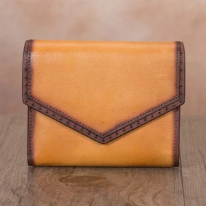 Genuine Leather Slim Bifold Wallet Women Card Holder Small Thin Wallet Purses - Picture 1 of 13