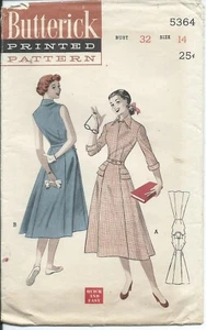 B 5364 sewing pattern 50's trendy DRESS perky collar sew 3/4 sleeves, sleeveless - Picture 1 of 1