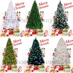 4/5/6/7FT Christmas Tree Pre Lit/Traditional Bushy Pine Xmas Tree Indoor Outdoor - Picture 1 of 21