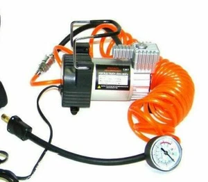 Mini compresor de aire de metal de alta resistencia inflador de bomba de neumáticos de 12 V con calibre y manguera - Imagen 1 de 2