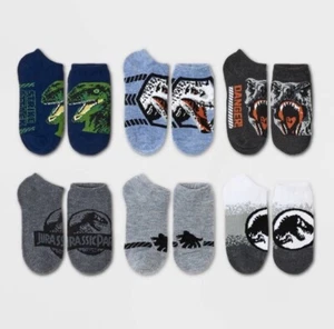 Jurassic World No-Show Socks Color Multi Boys 6 Pack Size 3-10 M/L NWT - Picture 1 of 2