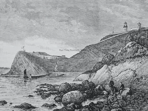 Edinburgh INCHKEITH LIGHTHOUSE Original Victorian Print c1881 - Picture 1 of 2