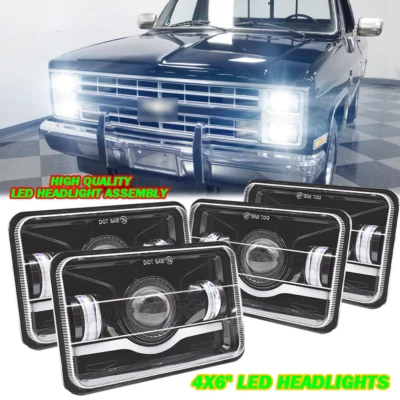 4Pc 4x6" Led Headlights Hi/Lo For Chevrolet C10 C20 C30 K10 K20 1980-1986 Pickup - Image 1 of 4