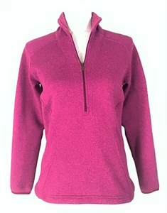 Maglione mezza zip Lands End donna taglia XS maglia pile pullover rosa bacca - Foto 1 di 6