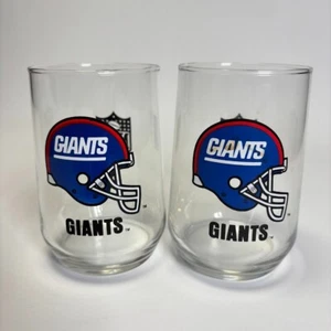 NFL NY Giants Collectible Drinking Glasses 1980's Vintage Football Lot of 2 - Picture 1 of 9