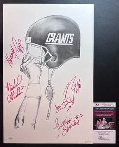 Michael Strahan/Etc. Signed x5 B&W Print JSA Cert w/COA New York Giants NFL WOW! - Picture 1 of 4