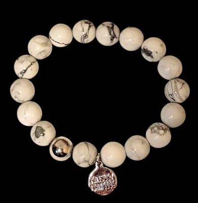 Colección Kinsley Armelle Eternity - Pulsera Howlite Plata y Pimienta Blanca Foto 1 de 3