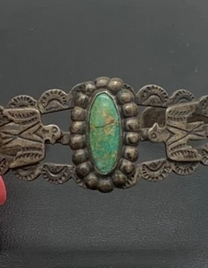 Antik um 1920 Navajo Indianer IH Münze Silber Türkis Armband L2 - Bild 1 von 16