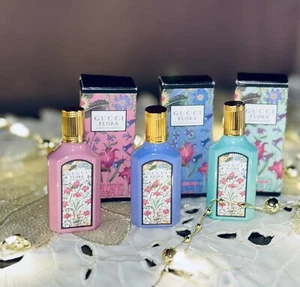 New Gucci 3PC Mini Flora Gorgeous Eau de Parfum Perfume Set Splash 0.16 oz/5 ml - Picture 1 of 1